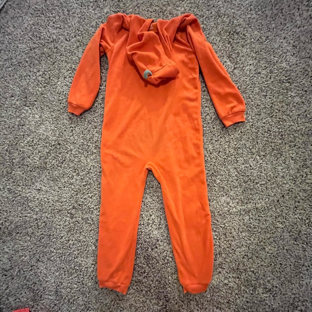 Orange Pumpkin Hooded One piece Jumpsuit Halloween Size 8 Boy or Girl - Picture 4 of 4
